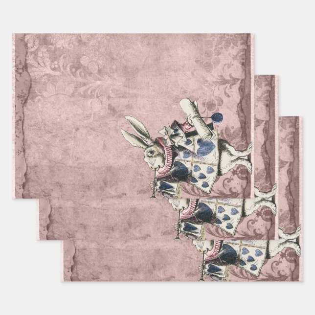 Pink Blue Herald White Rabbit Alice im Wunderland Geschenkpapier Set (Set)
