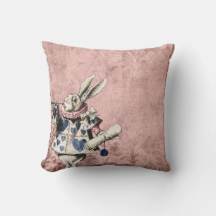 Pink Blue Herald White Rabbit Alice im Wunderland Kissen