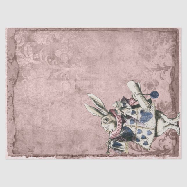 Pink Blue Herald White Rabbit Alice im Wunderland Seidenpapier (Vorderseite)