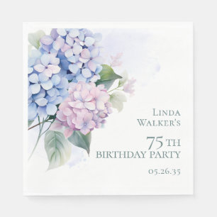Pink Blue Hydrangeas 75. Geburtstagsparty Serviette