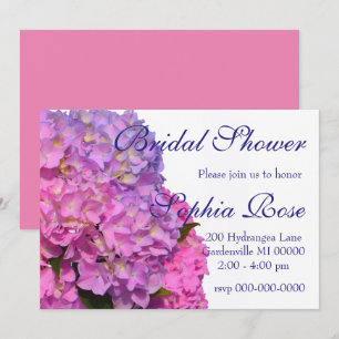 Pink Blue Hydrangeas elegante rosa violette Blumen Einladung