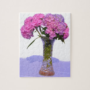 Pink Blue Hydrangeas elegante rosa violette Blumen Puzzle