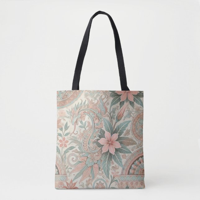 Pink Blue Indonesian Batik Floral Muster (Vorderseite)