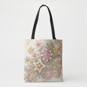 Pink Blue Indonesian Batik Floral Muster