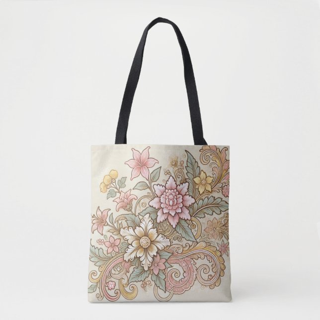 Pink Blue Indonesian Batik Floral Muster (Vorderseite)