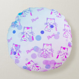 Pink & Blue Kitty Throw Kissen