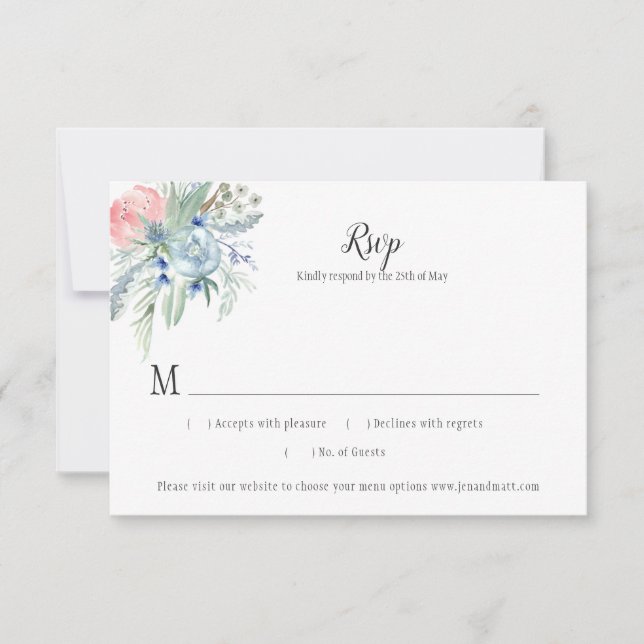 Pink Blue Lavendel Sage Green Floral UAWG RSVP Karte (Vorderseite)