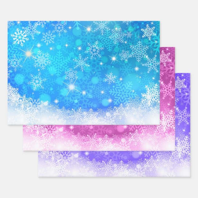 Pink Blue & Lavender Modern Pastell Geschenkpapier Set (Set)