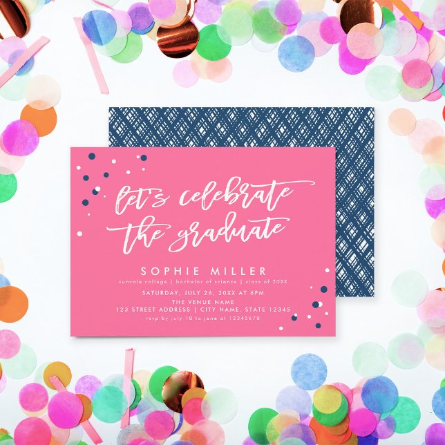 Pink Blue Let's Celebrate the Graduate Grad Party Einladung (Von Creator hochgeladen)