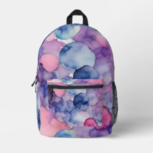 Pink Blue Lila Aquarellfarbe Fusionsspritze Bedruckter Rucksack