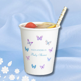Pink Blue Lila Butterfly Baby Dusche Pappbecher
