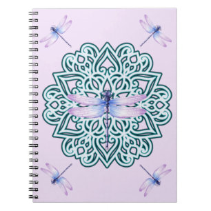 Pink Blue Lila Mandala Dragonfly Notebook Notizblock