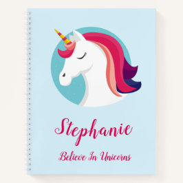 Pink & Blue Magical Unicorn - Personalisiert Notizbuch