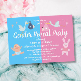 Pink Blue Modern Gender Reveal Party Einladung