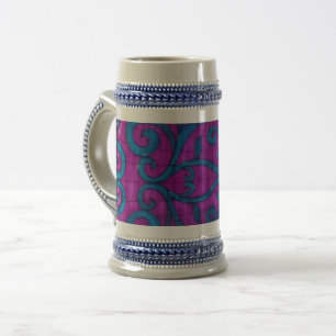 Pink Blue Motif 22 oz Stein Bierglas
