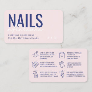 Pink & Blue Nails Aftercare Card Visitenkarte