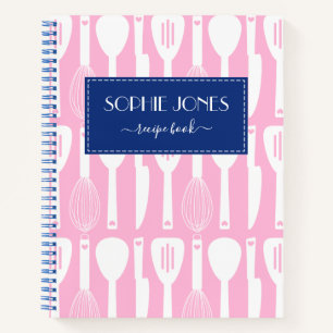 Pink Blue Niedlich Kitchen Utensitern Muster Notizbuch