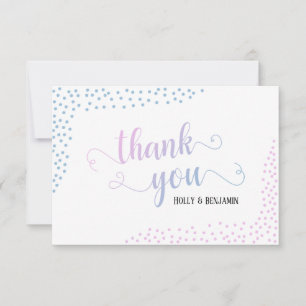 Pink & Blue Ombré Confetti Typografie Kinderdusche Dankeskarte