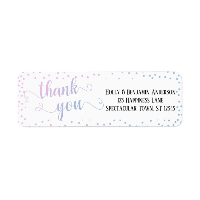 Pink Blue Ombre Confetti Typografie Vielen Dank (Vorne)