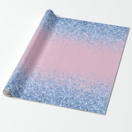 Pink Blue Ombre Glitzer Baby Gender Reveal Geschenkpapier