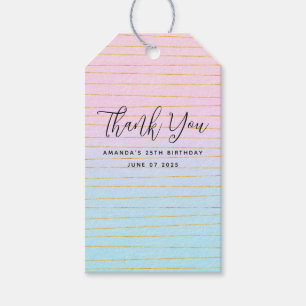 Pink Blue Ombre mit Gold Lines Party Geschenkanhänger