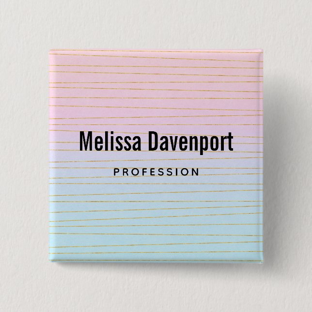 Pink Blue Ombre mit Gold Lines Professionals Button (Vorderseite)