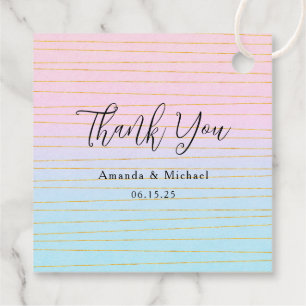 Pink Blue Ombre mit Thin Gold Lines Wedding Geschenkanhänger