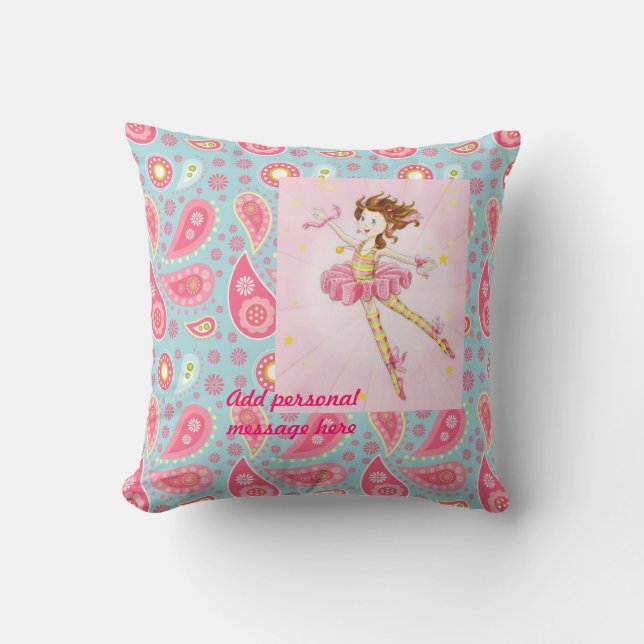 Pink Blue Paisley Blume Fairy Ballerina anpassen Kissen (Vorderseite)