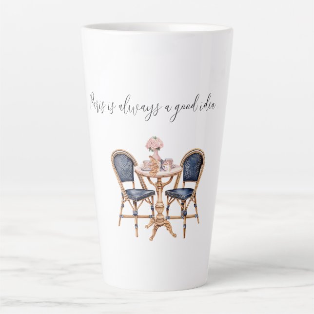 Pink Blue Paris Table Baguettes Milchtasse (Vorderseite)