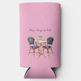 Pink Blue Paris Table Baguettes Selters Dosenkühler