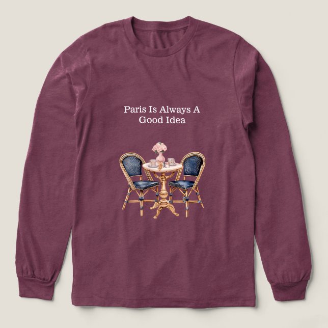 Pink Blue Paris Table Baguettes Tri-Blend Shirt (Design Vorderseite)