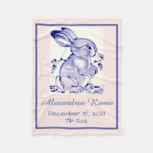 Pink & Blue Pastel Baby Bunny Rabbit Personalisier
