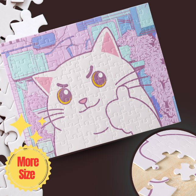 Pink & Blue Pastel Cat Jigsaw Puzzle 🧩 | Geschenk (Pink & Blue Pastel Cat Jigsaw Puzzle 🧩 | Personalized Minimalist Kids Gift & Family Fun Activity)