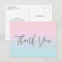 Pink Blue Pastel Gradient mit Gold Line Vielen Dan