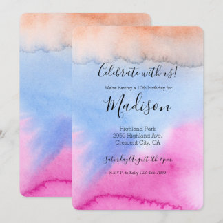 Pink Blue Peach Gefärbte Krawatte Einladung