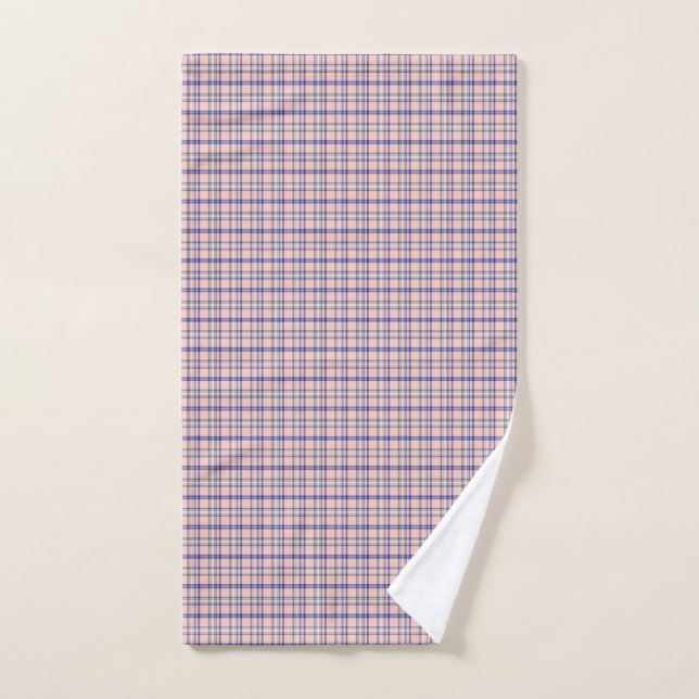Pink Blue Plaid Classic Pattern Retro Handtuch (Handtuch)