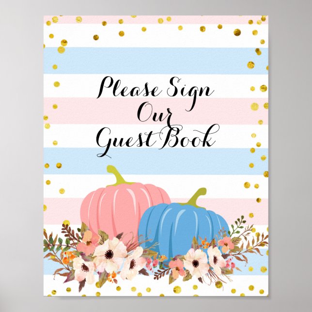 Pink & Blue Pumpkin Bitte Unterschreiben Sie unser Poster (Vorne)