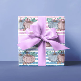 Pink Blue Pumpkin Erntedank Gender Reveal Party Geschenkpapier