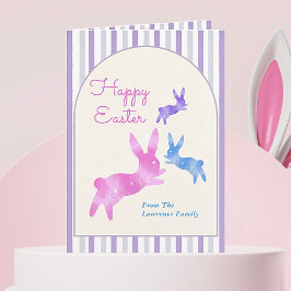 Pink Blue Purple Watercolor Bunny Custom Easter Feiertagskarte
