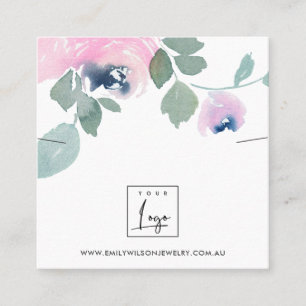 PINK BLUE ROSE FLORAL BRACELET NECKLACE DISPLAY QUADRATISCHE VISITENKARTE