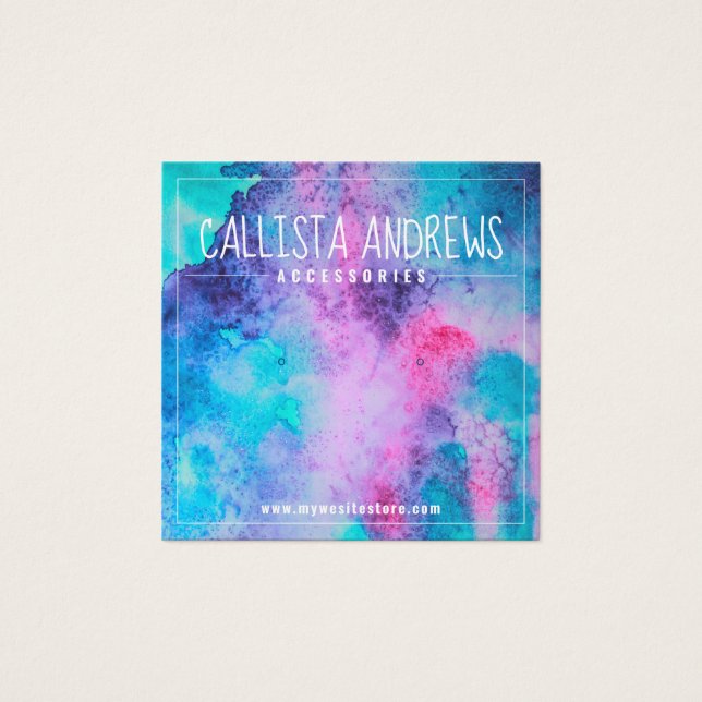 Pink Blue Salty Watercolor Earring Display Card (Vorderseite)