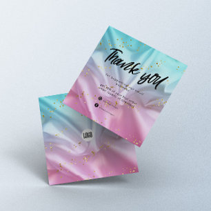Pink Blue Satin Glitzer Business Danke Karte