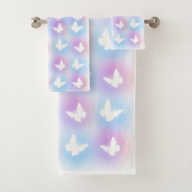 "Pink & Blue" Schmetterling-Badehandtuch-Set Badhandtuch Set (Insitu)