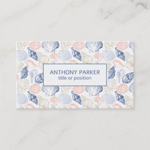 Pink & Blue Seashells Business Card Visitenkarte