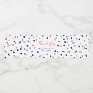 Pink Blue Silver Baby Dusche Wasser Flasche Etiket Wasserflaschenetikett