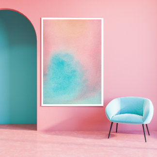 Pink Blue Sky Abstrakte Farbe Print Poster
