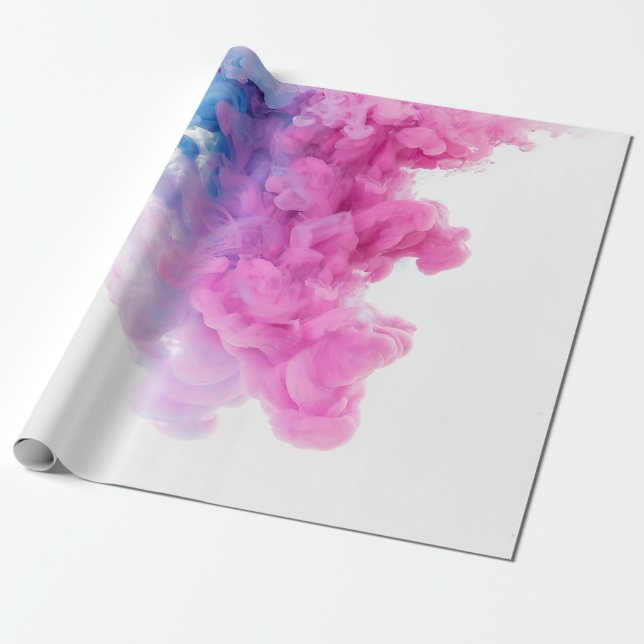 Pink Blue Smoke Cloud Elegant Baby Gender Reveal Geschenkpapier (Ungerollt)