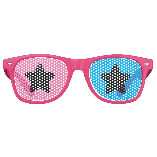 Pink & Blue Star Party Sonnenbrille (Vorderseite)