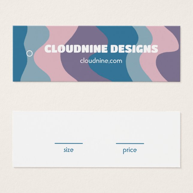 Pink Blue Stripe Clothing Size Price Hangtag Card (Vorne & Hinten)