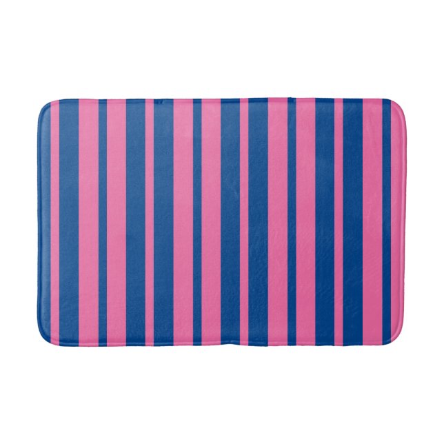Pink Blue Stylish Stripes Pattern Design  Badematte (Vorderseite)